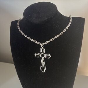 Elegant Silver Cross Pendant Necklace